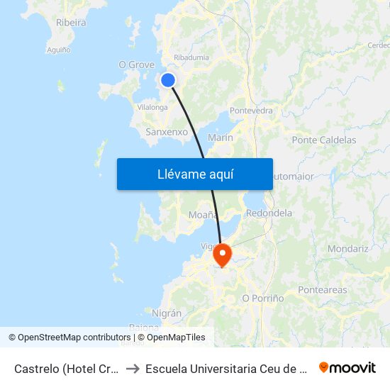 Castrelo (Hotel Cruceiro) to Escuela Universitaria Ceu de Magisterio map