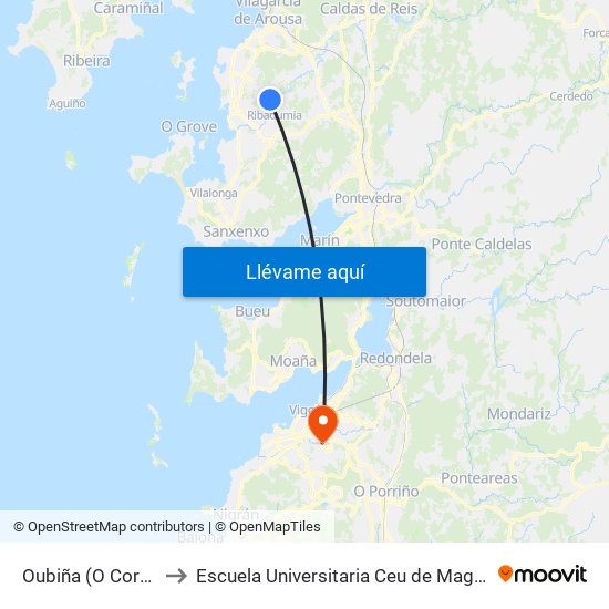 Oubiña (O Correo) to Escuela Universitaria Ceu de Magisterio map