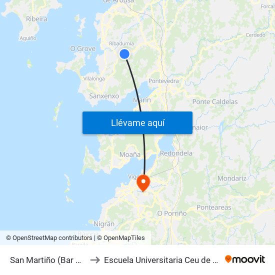 San Martiño (Bar A Fraga) to Escuela Universitaria Ceu de Magisterio map