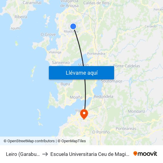 Leiro (Garabullo) to Escuela Universitaria Ceu de Magisterio map