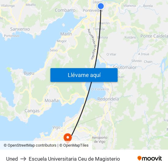 Uned to Escuela Universitaria Ceu de Magisterio map