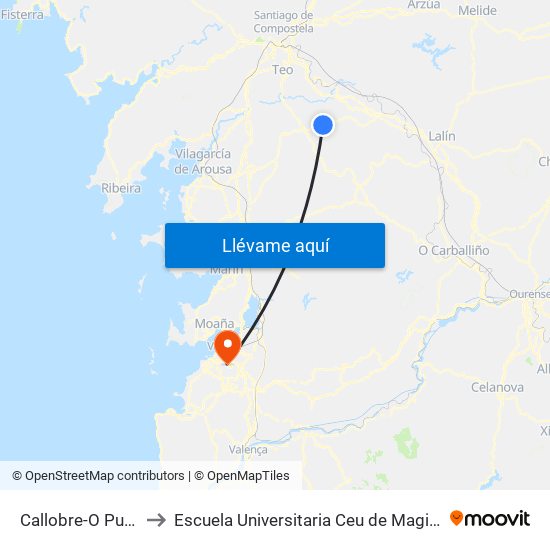 Callobre-O Pucho to Escuela Universitaria Ceu de Magisterio map