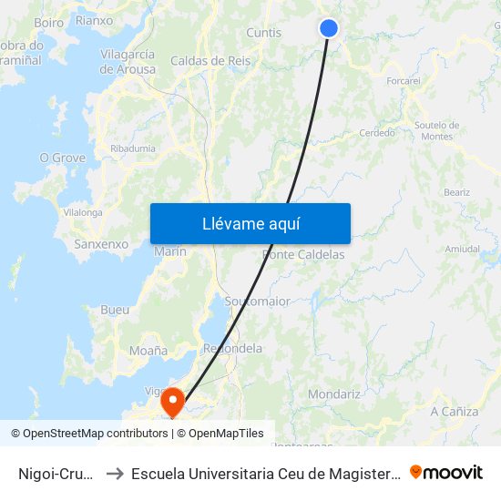 Nigoi-Cruce to Escuela Universitaria Ceu de Magisterio map