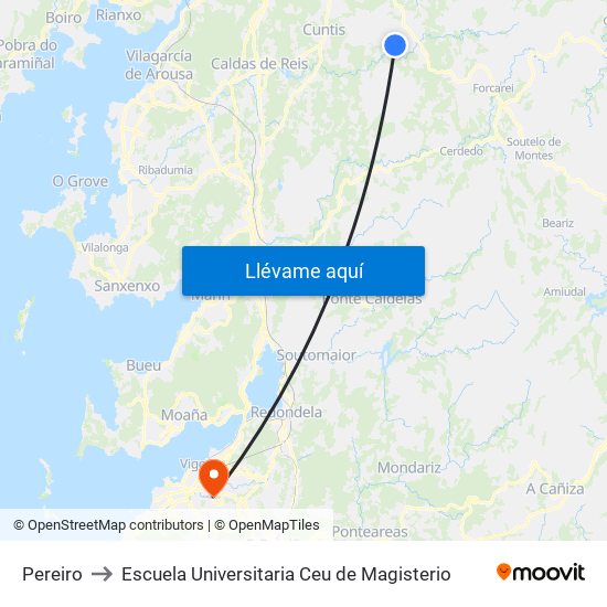 Pereiro to Escuela Universitaria Ceu de Magisterio map