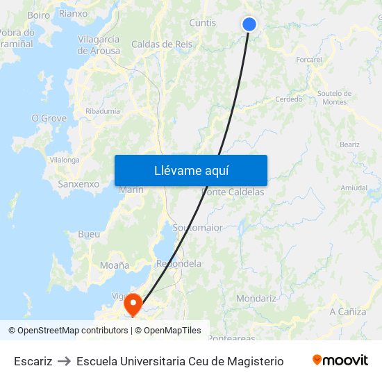 Escariz to Escuela Universitaria Ceu de Magisterio map