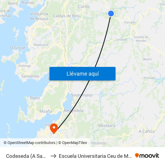 Codeseda (A Sagrada) to Escuela Universitaria Ceu de Magisterio map