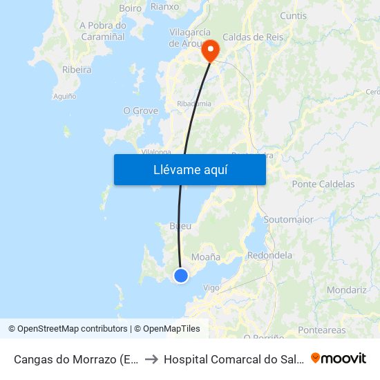 Cangas do Morrazo (E.A.) to Hospital Comarcal do Salnés map