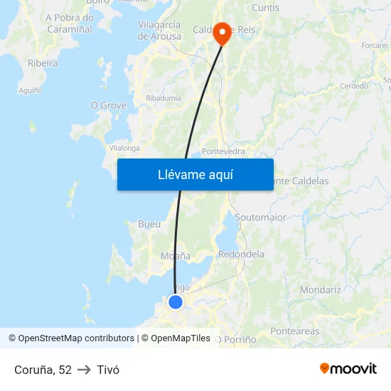 Coruña, 52 to Tivó map