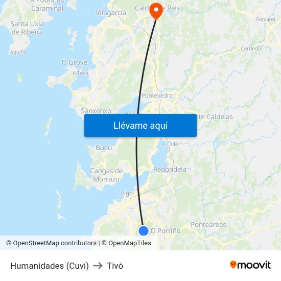 Humanidades (Cuvi) to Tivó map