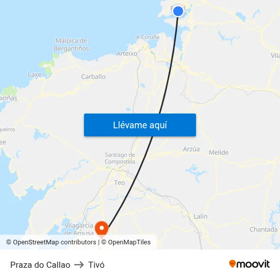Praza do Callao to Tivó map
