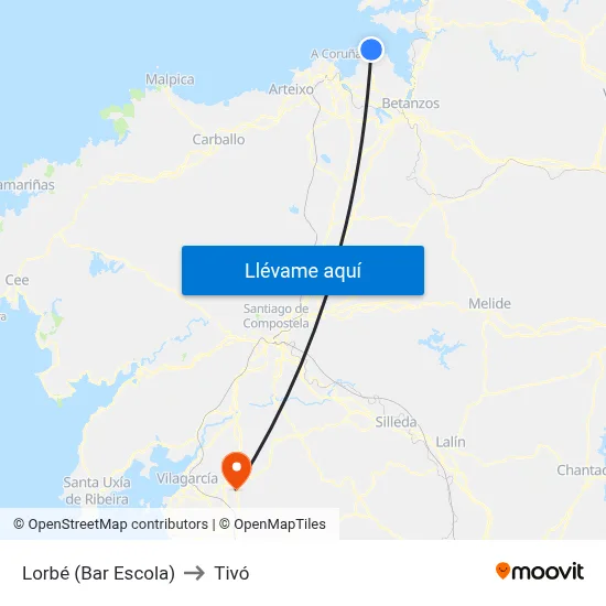 Lorbé (Bar Escola) to Tivó map