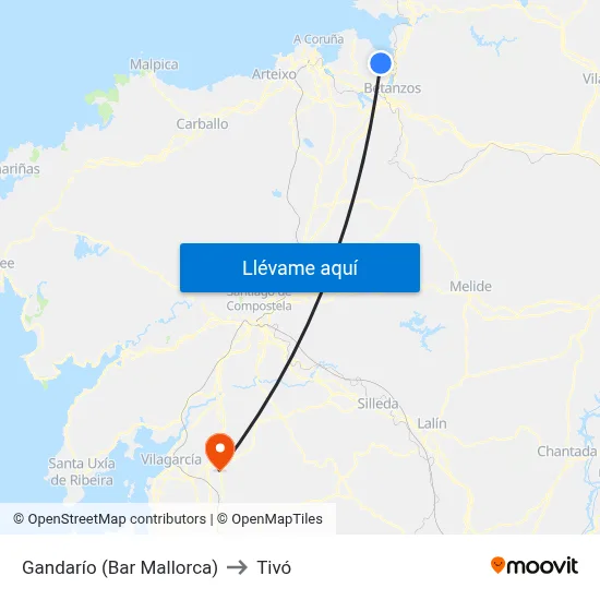 Gandarío (Bar Mallorca) to Tivó map