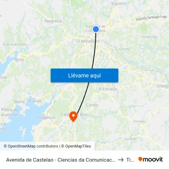 Avenida de Castelao - Ciencias da Comunicación to Tivó map