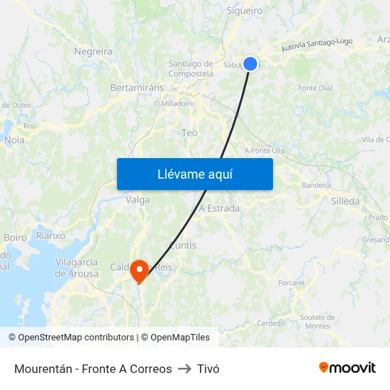 Mourentán - Fronte A Correos to Tivó map