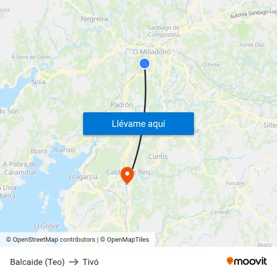 Balcaide (Teo) to Tivó map