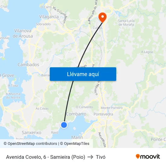 Avenida Covelo, 6 - Samieira (Poio) to Tivó map