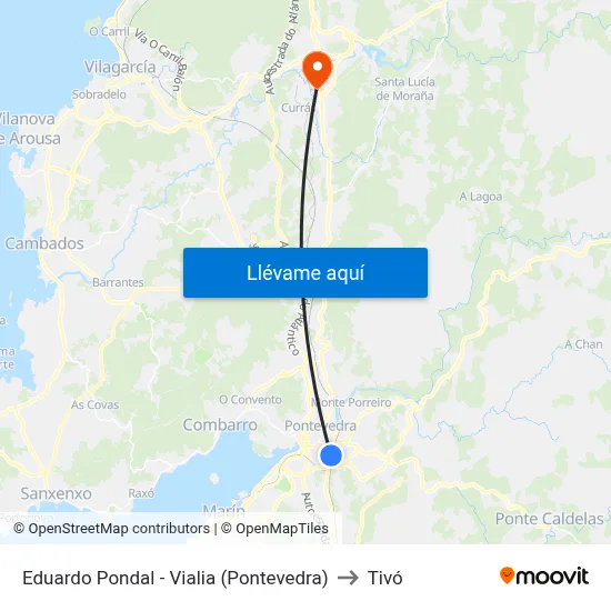 Eduardo Pondal - Vialia (Pontevedra) to Tivó map