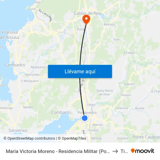María Victoria Moreno - Residencia Militar (Pontevedra) to Tivó map