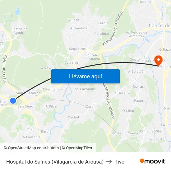 Hospital do Salnés (Vilagarcía de Arousa) to Tivó map