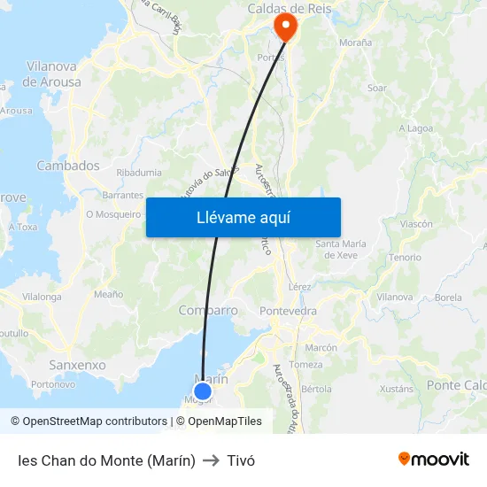 Ies Chan do Monte (Marín) to Tivó map