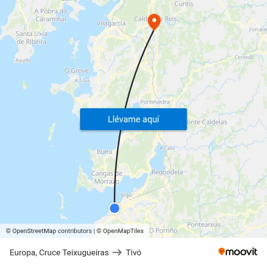 Europa, Cruce Teixugueiras to Tivó map