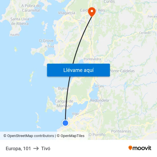 Europa, 101 to Tivó map