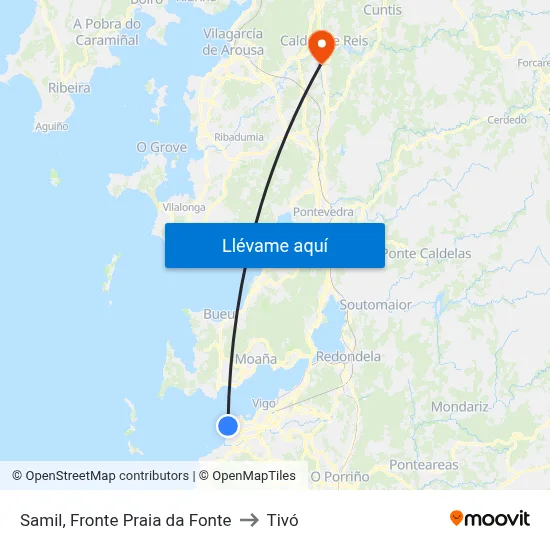 Samil, Fronte Praia da Fonte to Tivó map