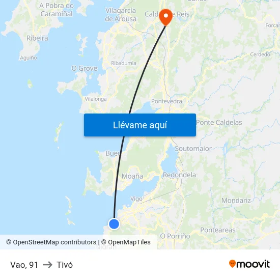 Vao, 91 to Tivó map