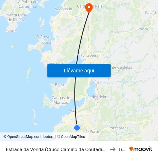 Estrada da Venda (Cruce Camiño da Coutadiña) to Tivó map