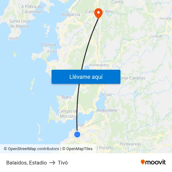 Balaídos, Estadio to Tivó map