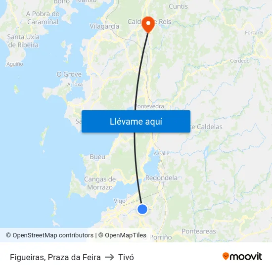 Figueiras, Praza da Feira to Tivó map