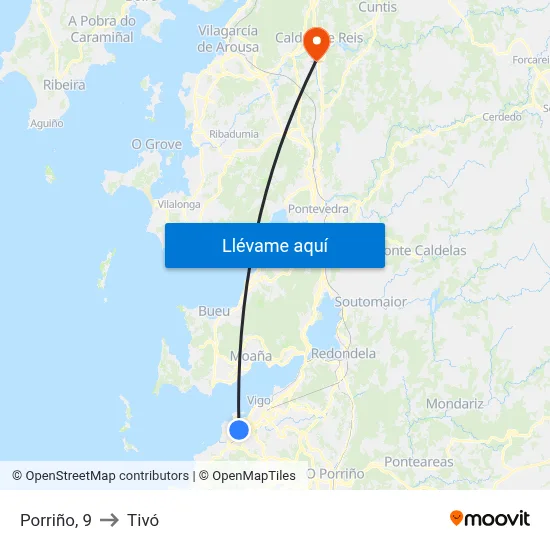 Porriño, 9 to Tivó map