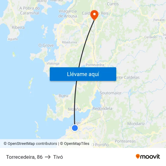 Torrecedeira, 86 to Tivó map