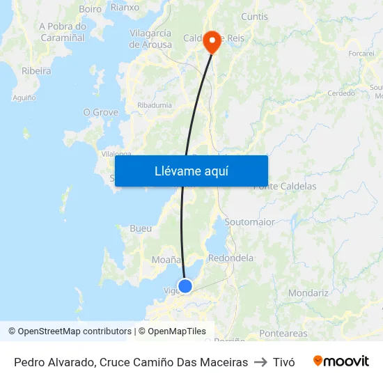 Pedro Alvarado, Cruce Camiño Das Maceiras to Tivó map