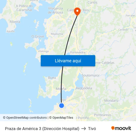 Praza de América 3 (Dirección Hospital) to Tivó map