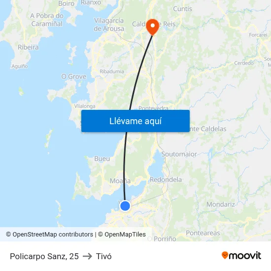 Policarpo Sanz, 25 to Tivó map