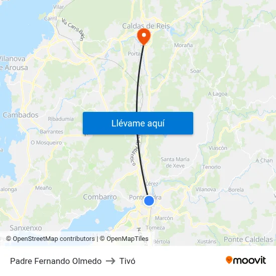 Padre Fernando Olmedo to Tivó map