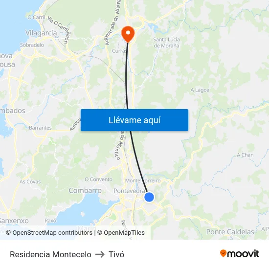 Residencia Montecelo to Tivó map