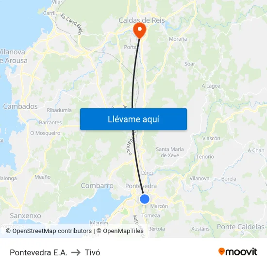 Pontevedra E.A. to Tivó map