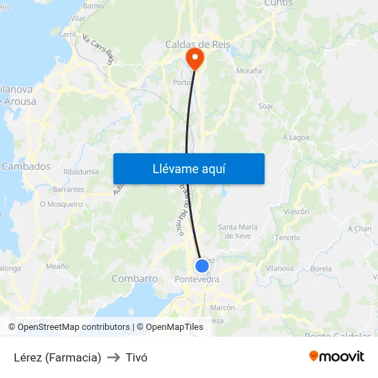 Lérez (Farmacia) to Tivó map