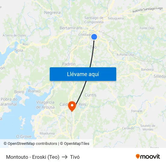 Montouto - Eroski (Teo) to Tivó map