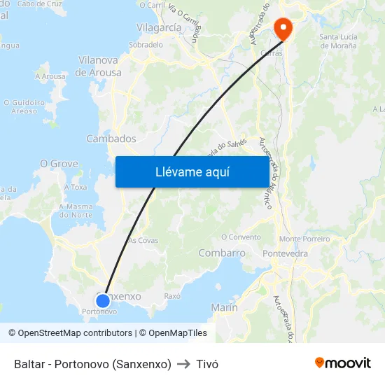 Baltar - Portonovo (Sanxenxo) to Tivó map