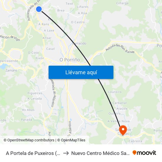 A Portela de Puxeiros (Mos) to Nuevo Centro Médico Salceda map