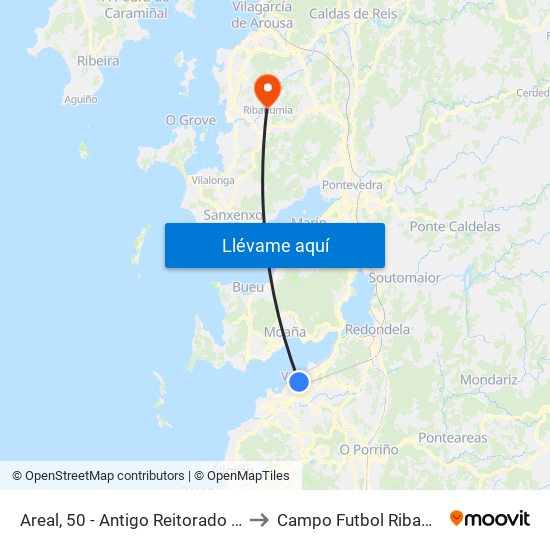 Areal, 50 - Antigo Reitorado (Vigo) to Campo Futbol Ribadumia map