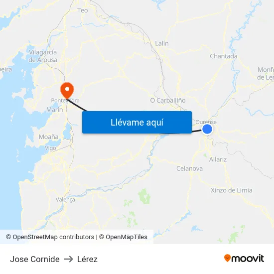 Jose Cornide to Lérez map