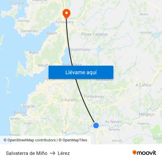 Salvaterra de Miño to Lérez map