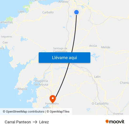 Carral Panteon to Lérez map