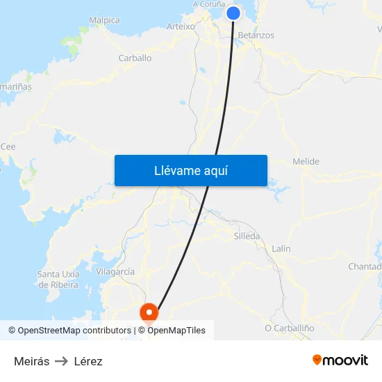 Meirás to Lérez map