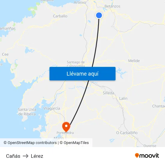 Cañás to Lérez map