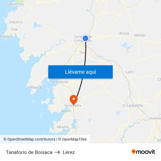 Tanatorio de Boisaca to Lérez map